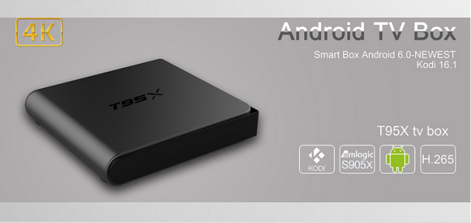 Plastic T95x Amlogic Android Tv Box Add - Ons Preinstalled Black Color